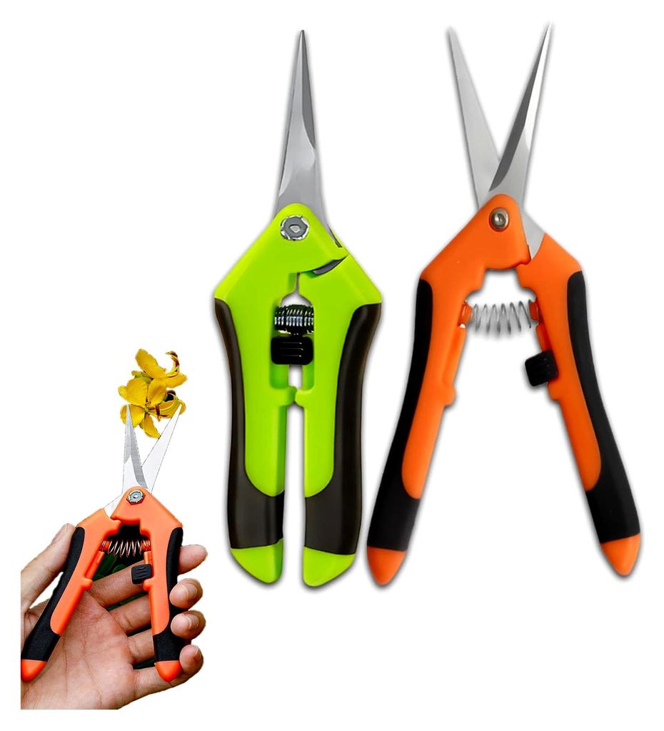 Erntescheren Set, Trimmschere für Hanf & Pflanzen mit Sicherheitsverschluss, Blumenschere für Schnittblumen, Kräuterschere & Gartenschere, Präz...