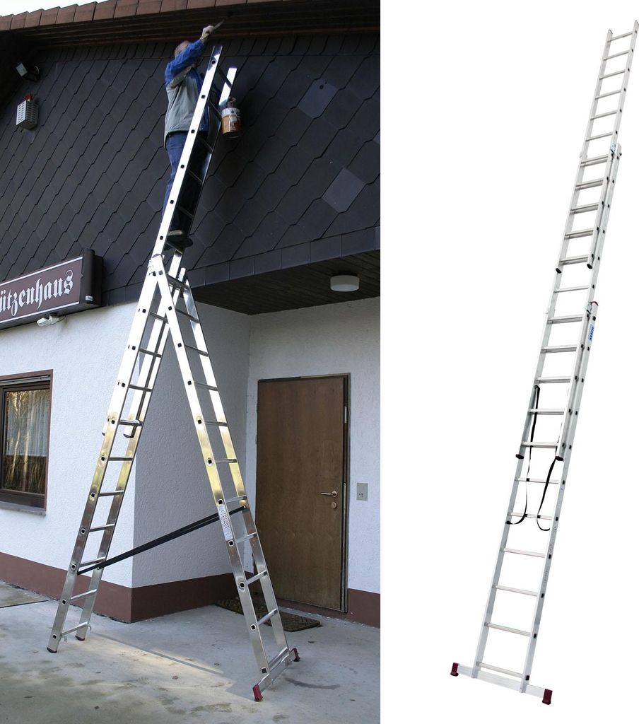 KRAUSE Corda VielzweckLeiter Aluminium 3 x 11 Sprossen Immagine del prodotto 