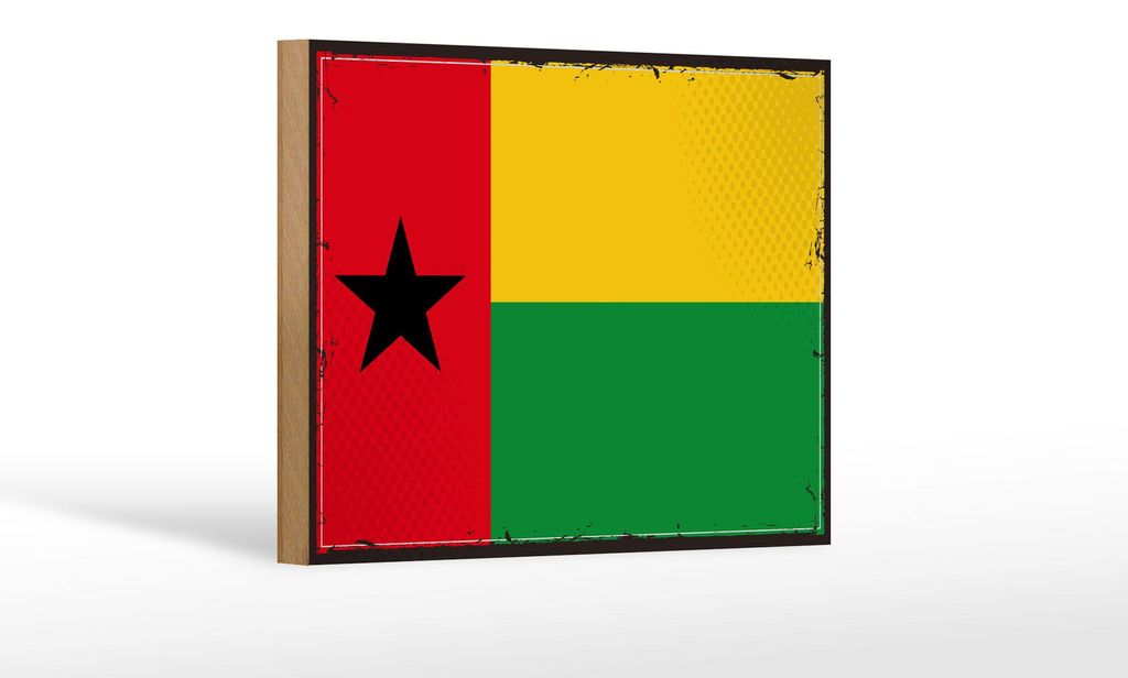 Holzschild Flagge Guinea-Bissaus 18x12 cm Retro Guinea Dekoration