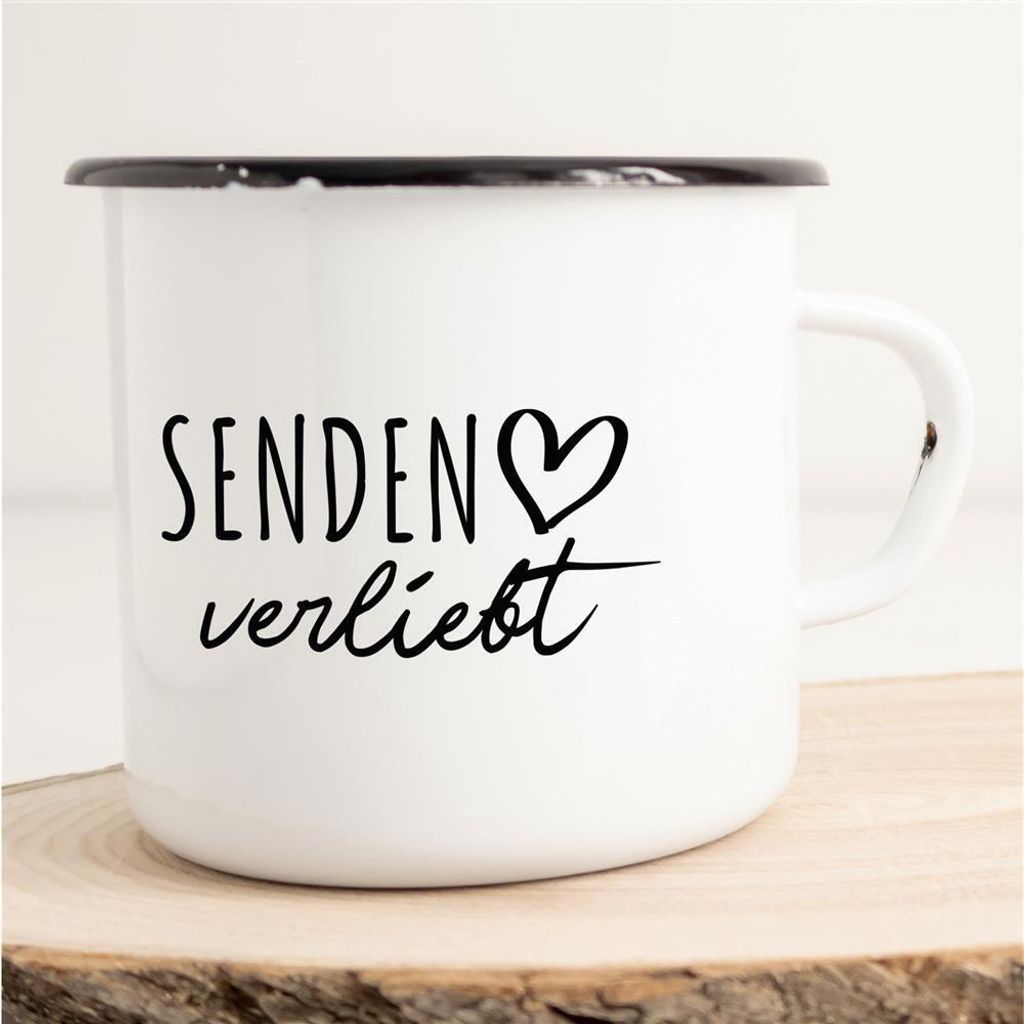 Huuraa Emaille Tasse Senden Geschenk Kaffeebecher Vintage 300ml Senden Präsent