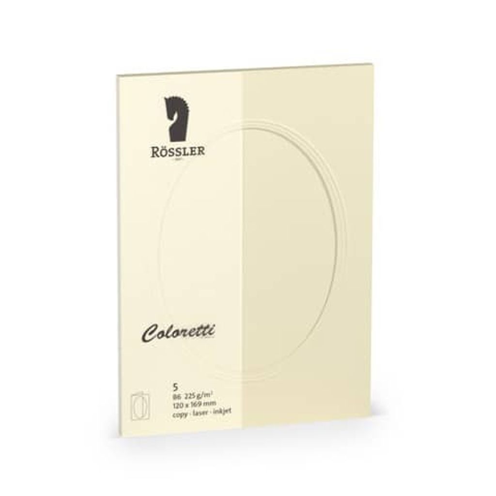 Coloretti PP Karten oval 5 Stück B6 creme Produktbild 