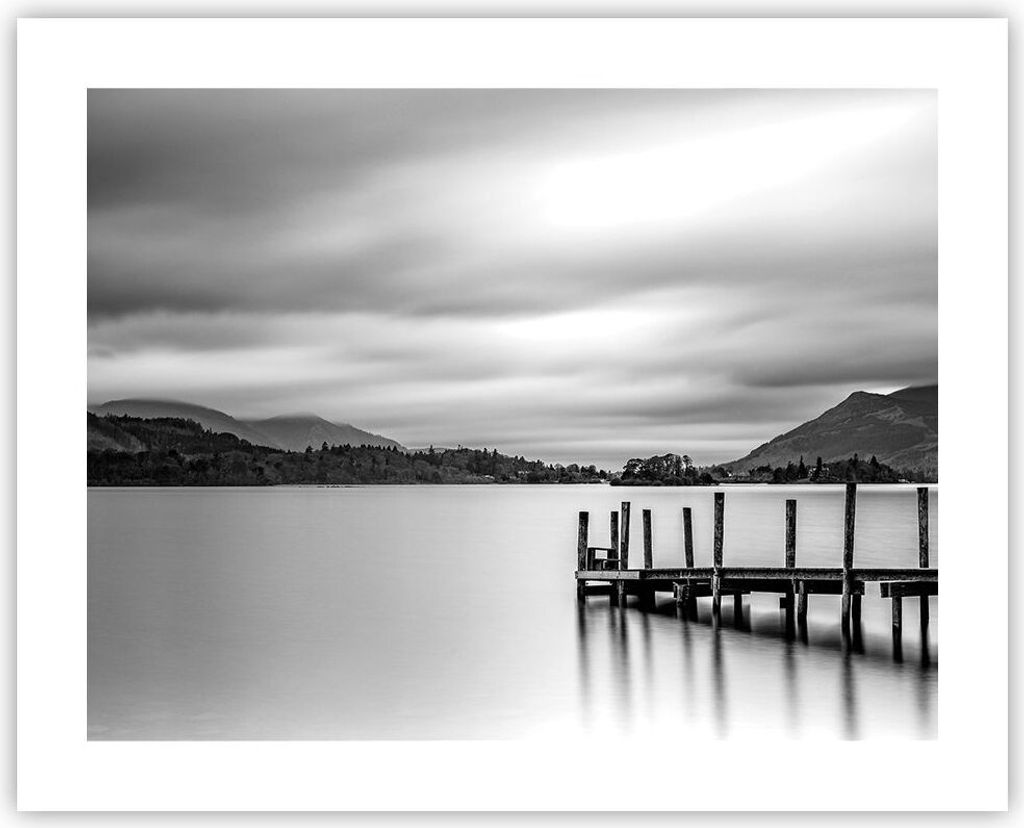Poster - Poster ohne Rahmen - Schwarzweiß Landschaft See - 50x40 cm - Wand Bild - Wanddeko - Wandbilder - Kunstposter - Wandposter - Bilder - Kuns...