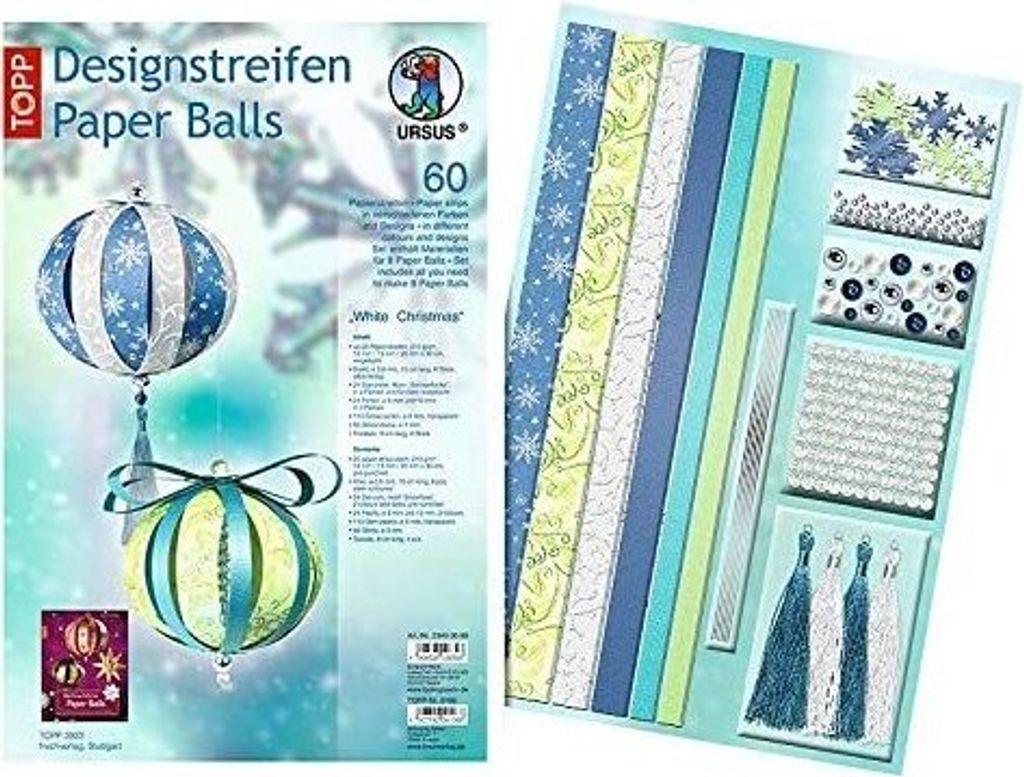 URSUS Designstreifen Paper Balls "White Christmas" Produktbild 