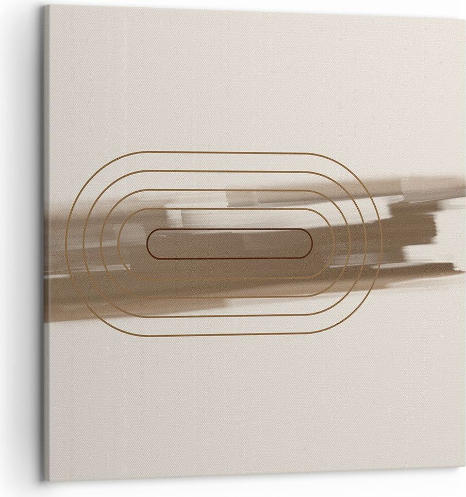 Bild auf Leinwand - Leinwandbild - Einteilig - Abstraktion Oval Braun - 50x50cm - Wand Bild - Wanddeko - Wandbilder - Leinwanddruck - Bilder - Wand...