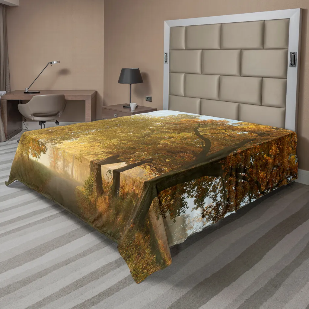 Drap plat grand format sans plis, motif nature pour lit 266x260 cm