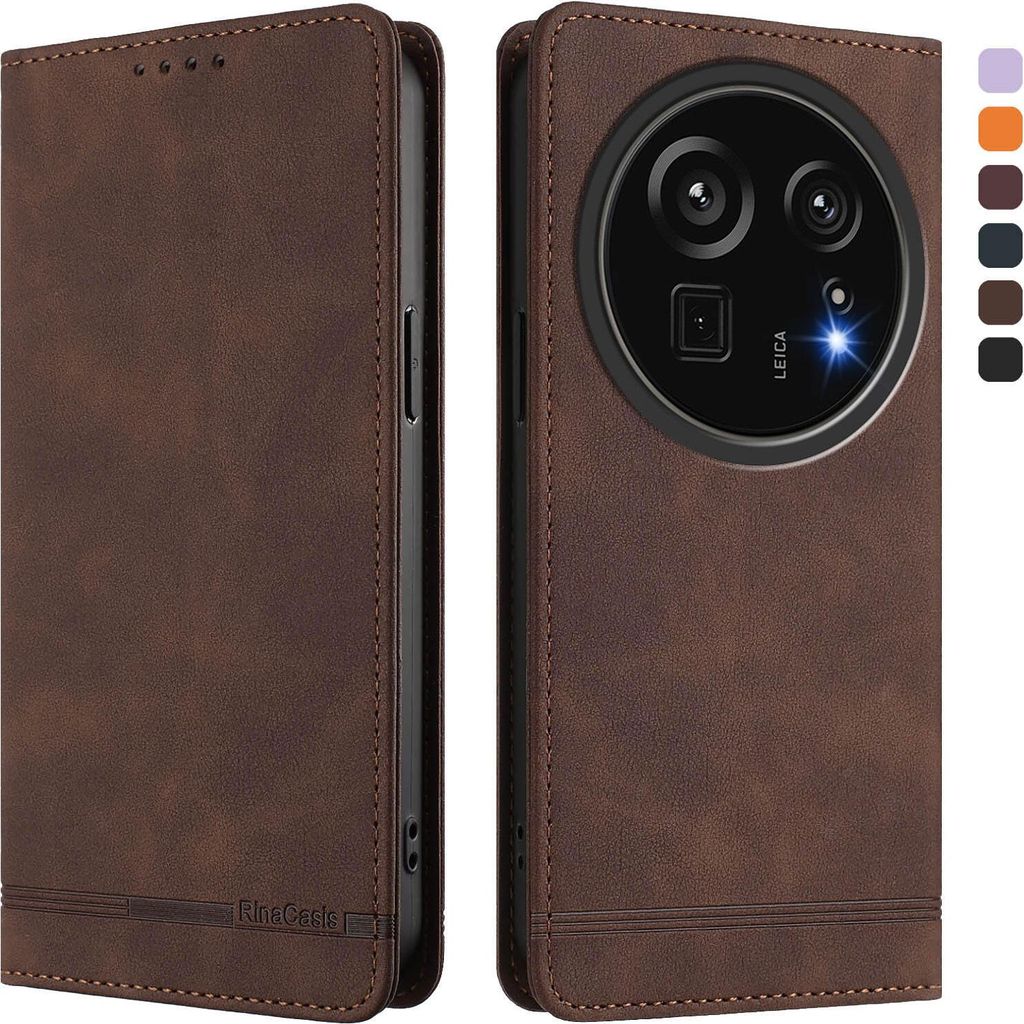 Hülle für Sharp Aquos R9 Pro, Retro Kunstleder Ständer Klapphülle mit Kartenfächer und Magnetische Braun