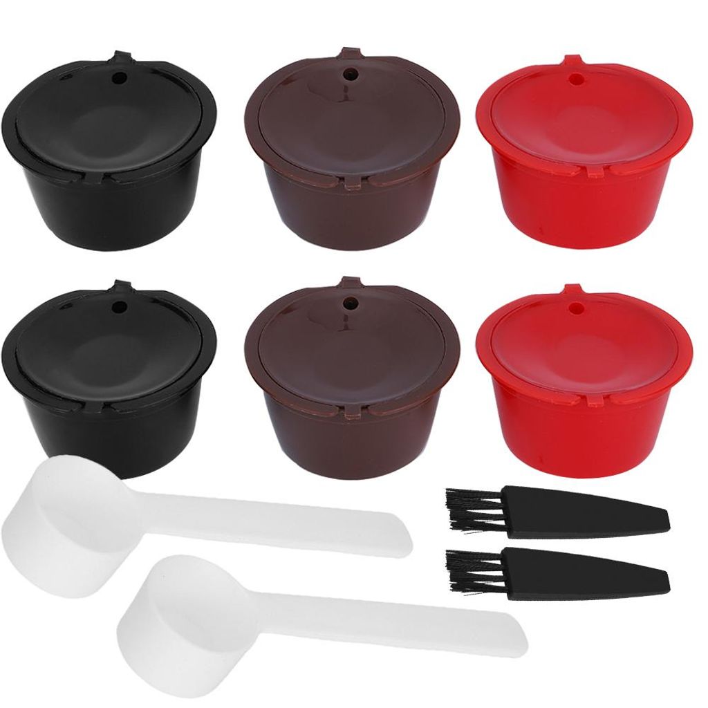Wiederverwendbarer, nachfüllbarer Kaffeekapsel-Filterbecher mit Löffel und Pinselset – Café-Werkzeuge für Dolce Gusto
