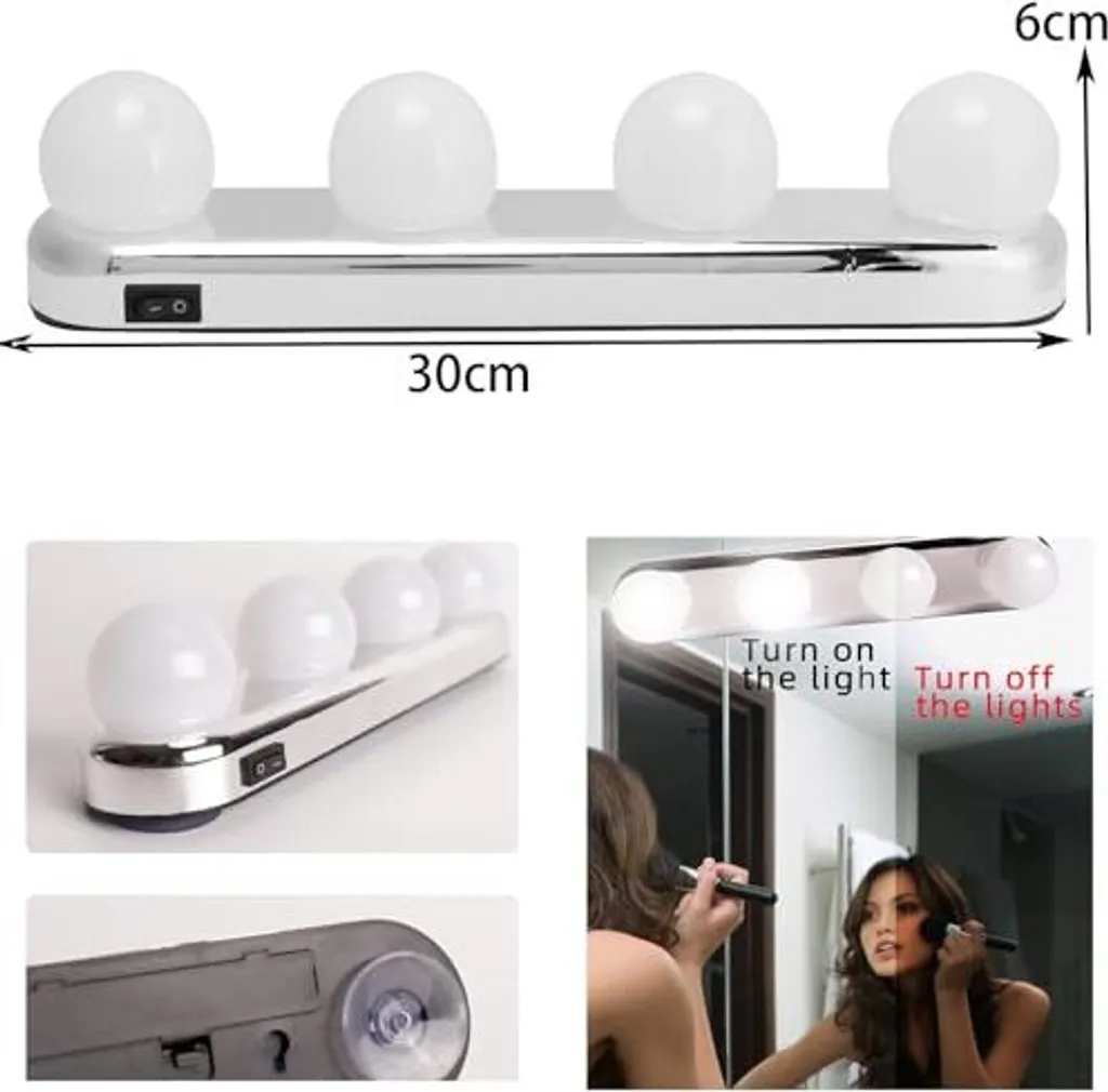 Kit Luci Trucco LED a Ventosa: Luce Specchio Ricaricabile USB - 5