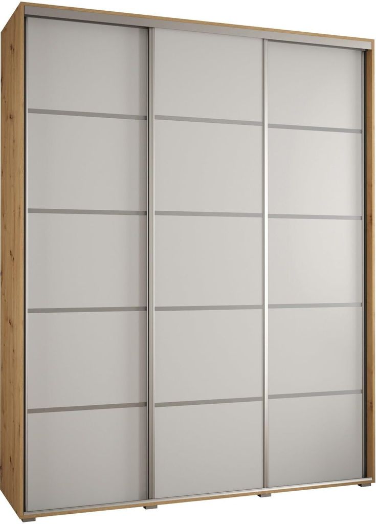 MEBLE KRYSPOL Davos 4 Schrank, drei Türen - 235,2x190x45 cm - Artisan Weiß Silber