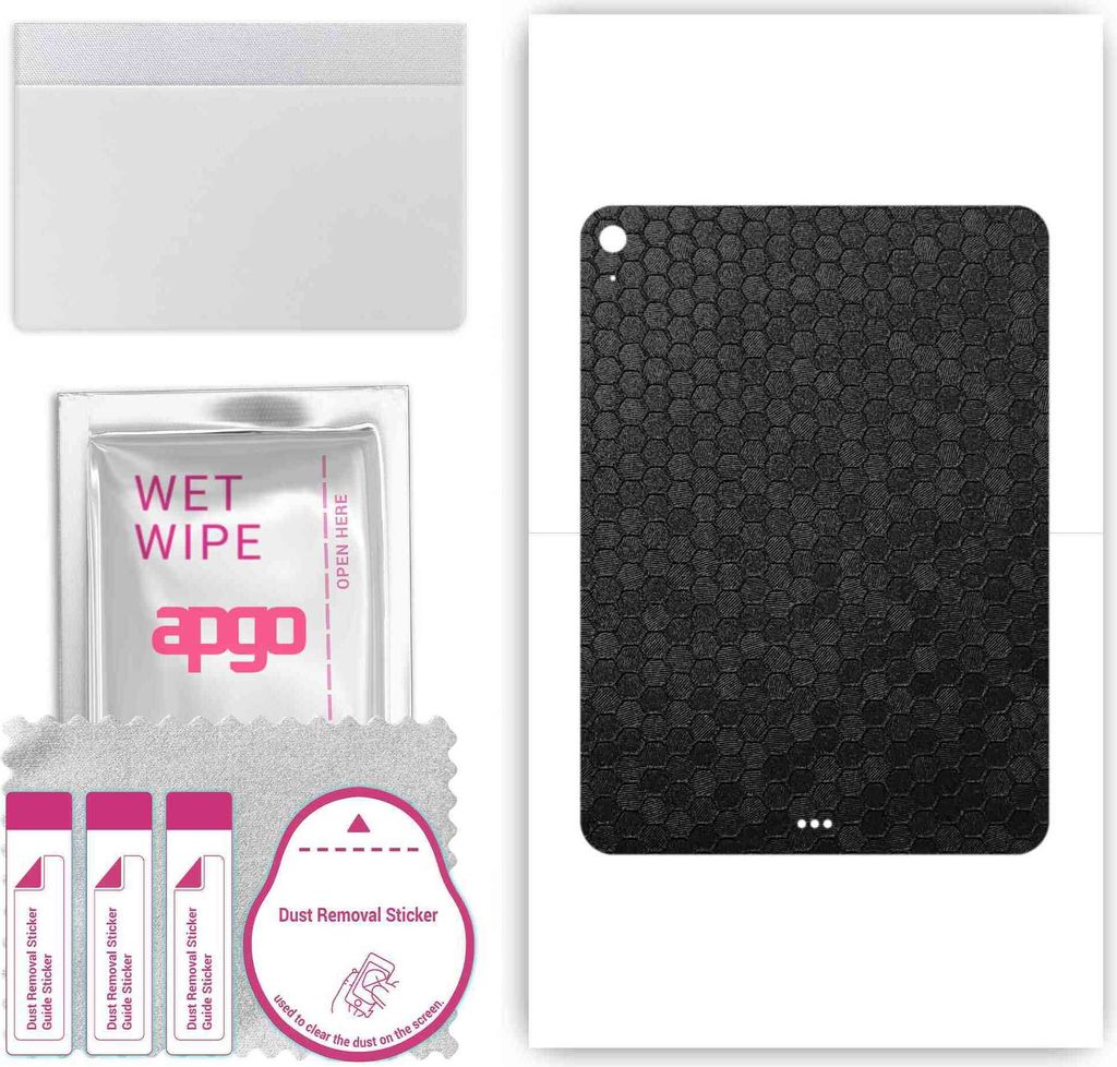 apgo Rückseite Schutzfolie, Skin, kompatibel mit Apple iPad Air 2022, Hinten Displayschutzfolie aus Vinylfolie, kratzfest, einfache Montage - Schw...