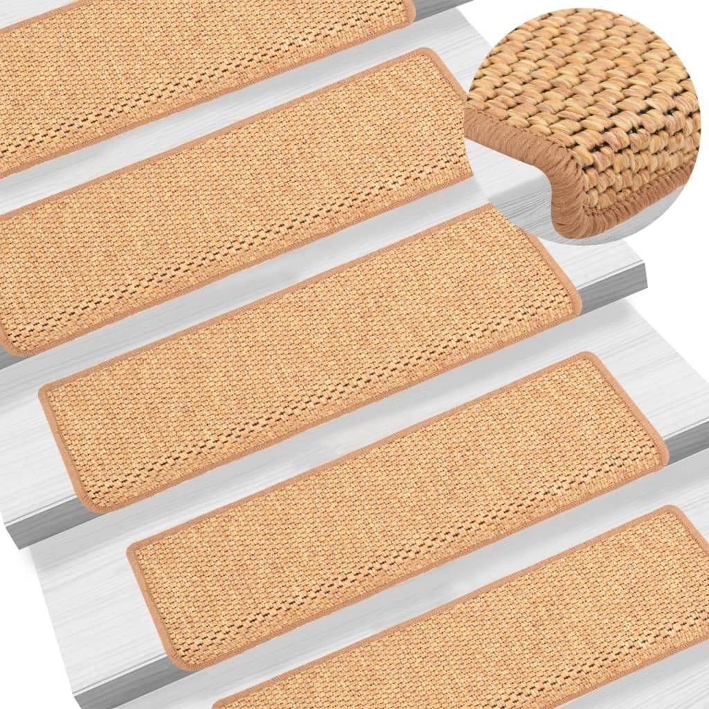 Treppenmatten Selbstklebend Sisal-Optik 15Stk. 65x21x4cm Sisal