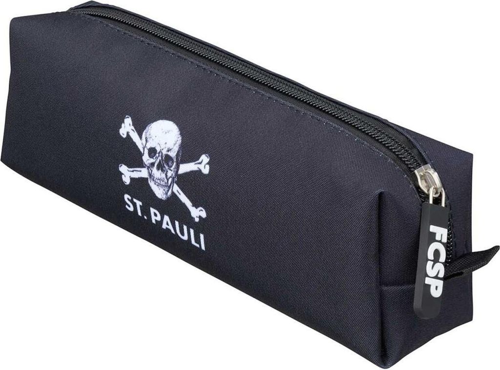 FC St. Pauli Federtasche Totenkopf in Schwarz, Offizieller Fanartikel, robuste Nylon Tasche mit Reißverschluss & FCSP-Zipper für Schule & Alltag