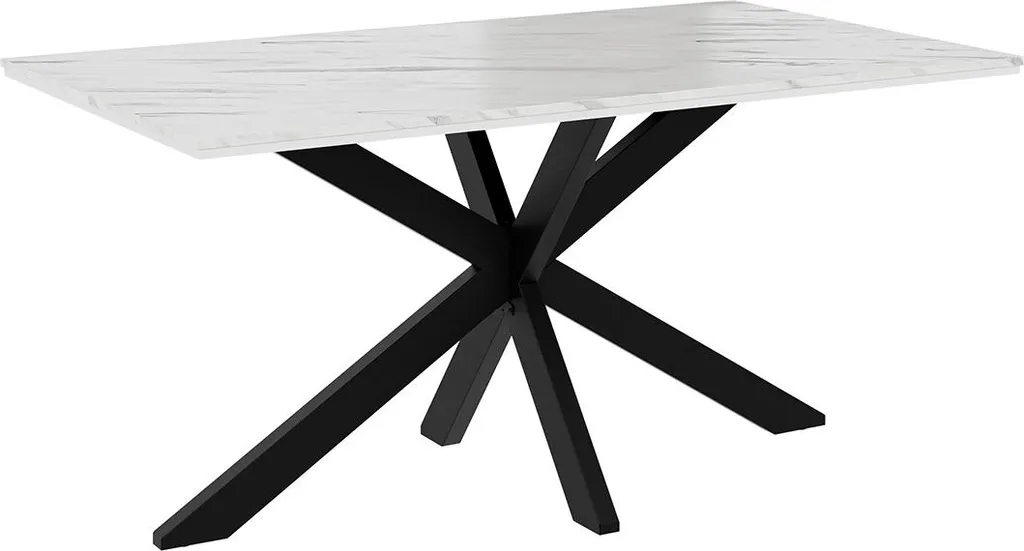 Table à manger Tom Best Mobilier effet marbre blanc et noir 4-6 places