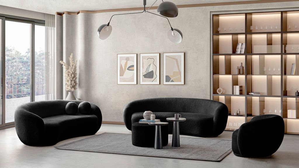 Couchgarnitur BOHNE : 3+2+1+1 / Farbe: Schwarz