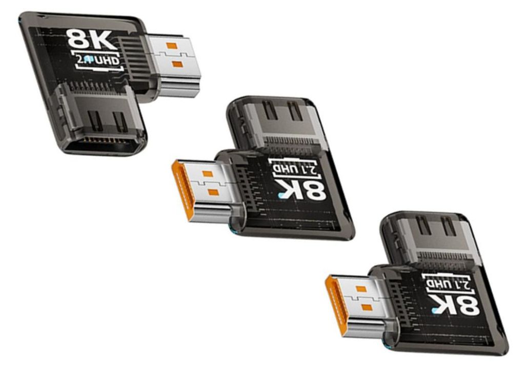 INF 8K HDMI 2.1 Adapter 90 Degree Left Angled ABS Connector für PC Monitor TV 3 Stück Schwarz