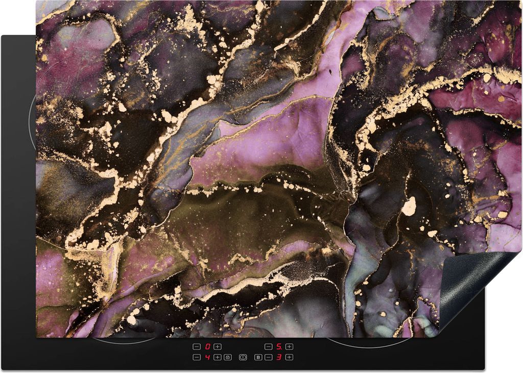 KitchenYeah Herdabdeckplatte Marmor - Gold - Stein - Abstrakt , 75x52cm, Küche Deko, Glaskeramikfeld Herdabdeckung, Abdeckplatte fùr Kochfeld