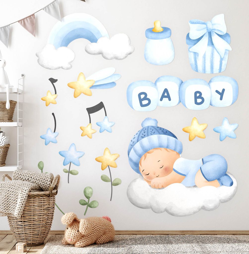 Kinderschmuck für – Wandgestaltung – Wandbilder Kinder – Motivtapeten Set – Wanddekor Kinderzimmer – Selbstklebende Wandsticker – 100x...