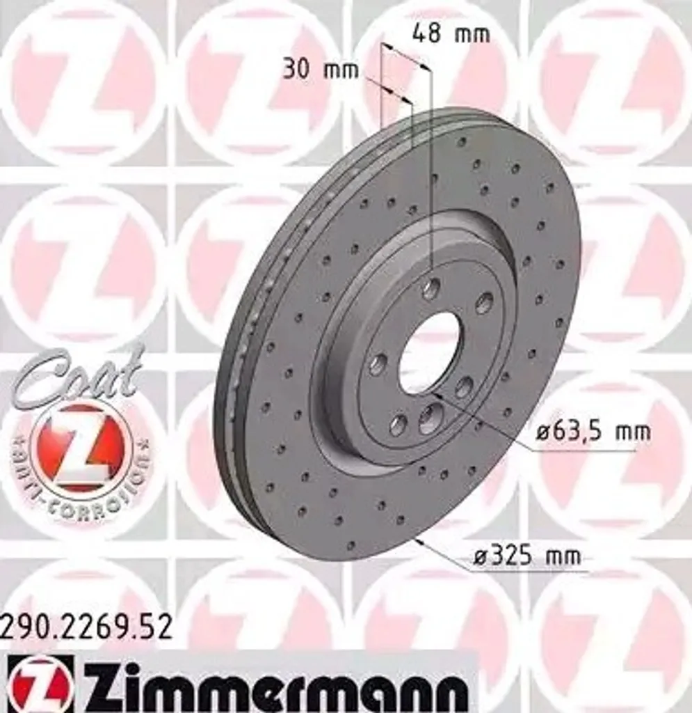 Zimmermann 290.2269.52 Disque de frein haute teneur en carbone Jaguar XE