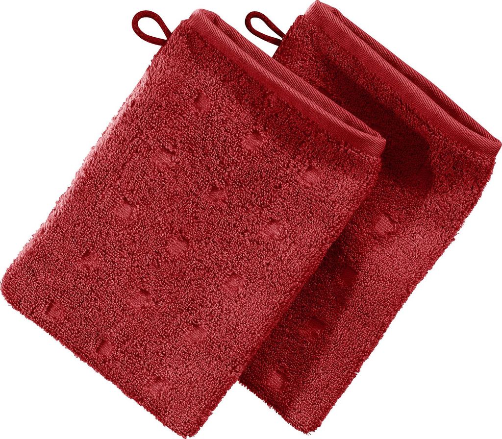 Möve Waschhandschuh Quadretti" 2er-Pack rot 15x20 cm"