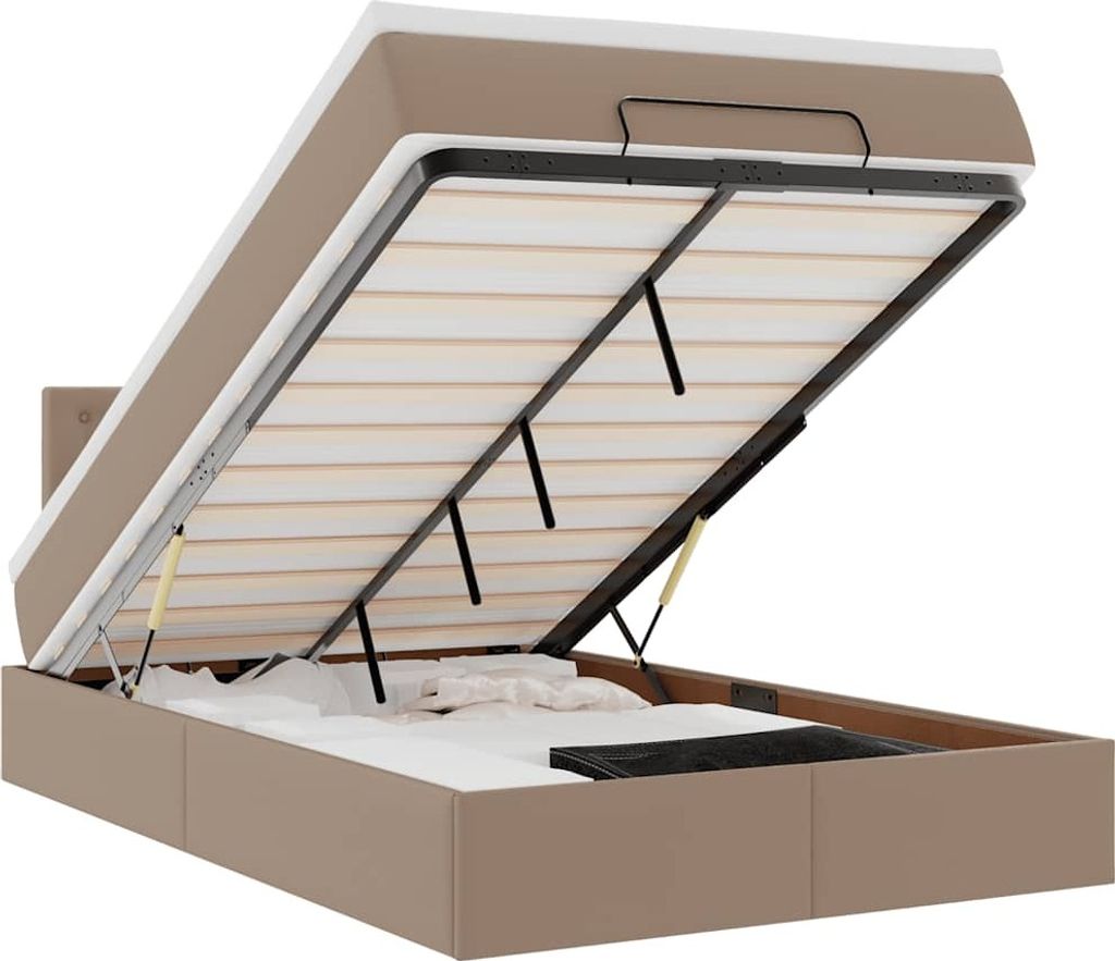 vidaXL Ottoman-Bett mit Matratzen & LEDs Cappuccino-Braun 120x190cm