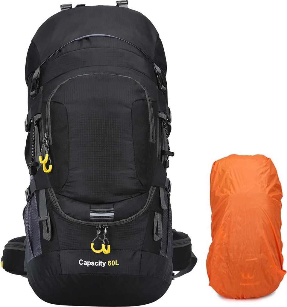 60L Wasserdichter leichter Wanderrucksack mit Regenschutz, Produktbild 