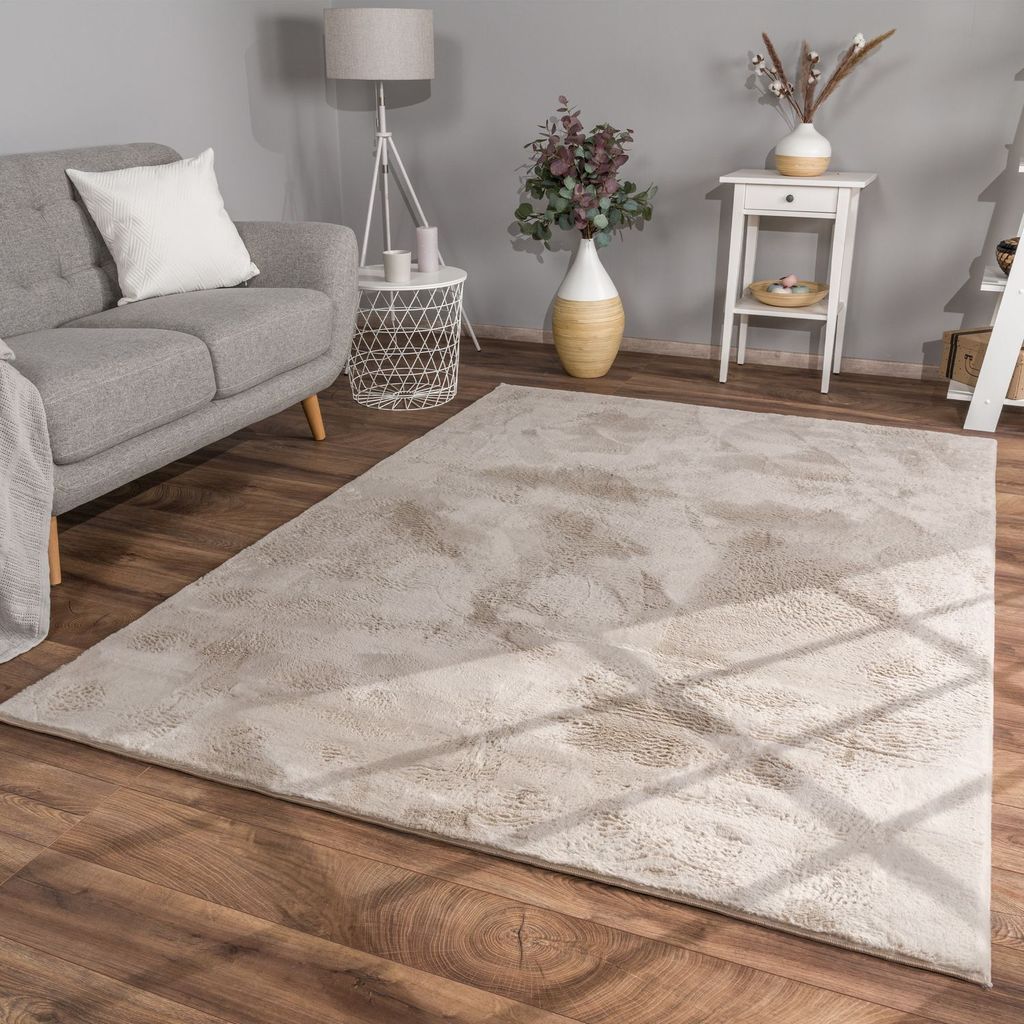 TT Home Wohnzimmer Teppich Hochflor Langflor Kunstfell Produktbild