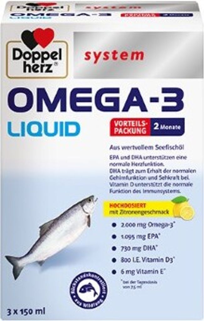 Doppelherz Omega-3 Liquid system, 3X150 ml FLU Produktbild 