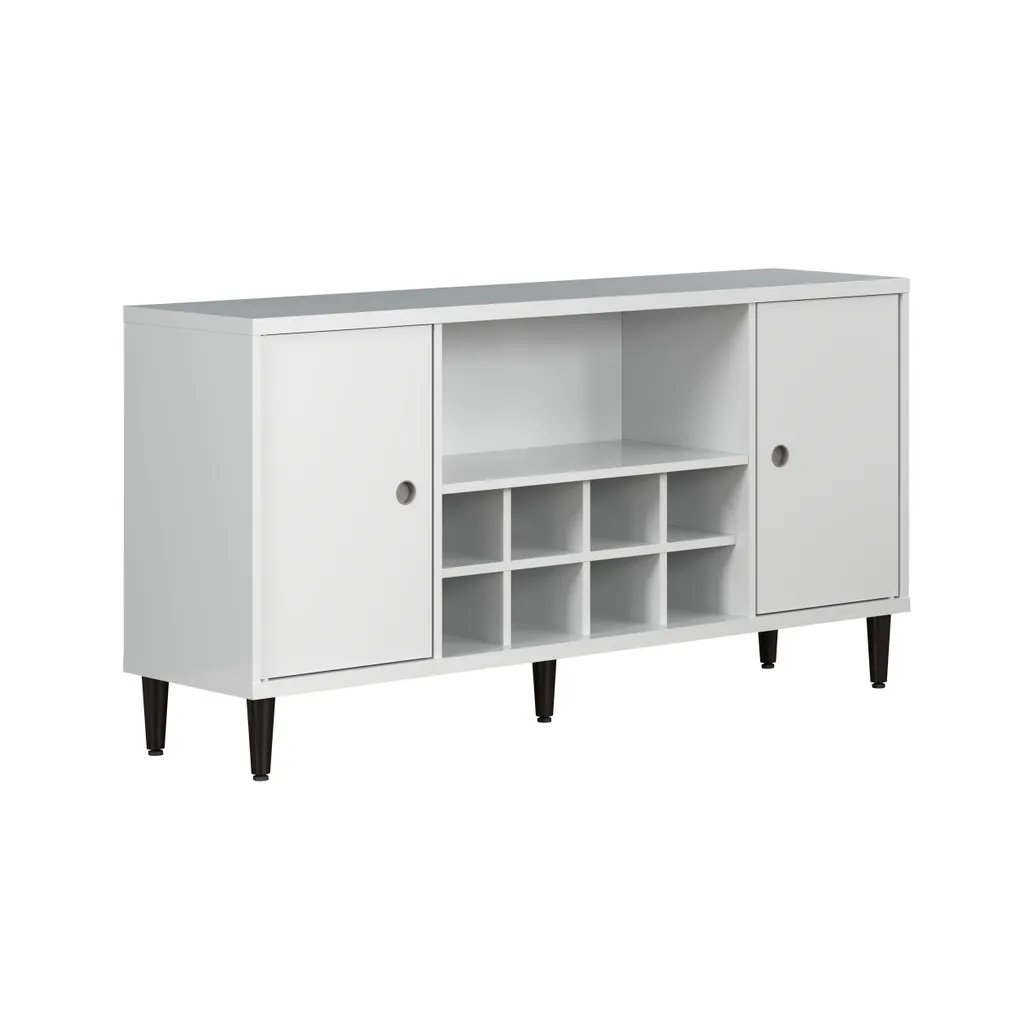 Buffet Evolution 2 portes avec range-bouteilles blanc et noir moderne - 11