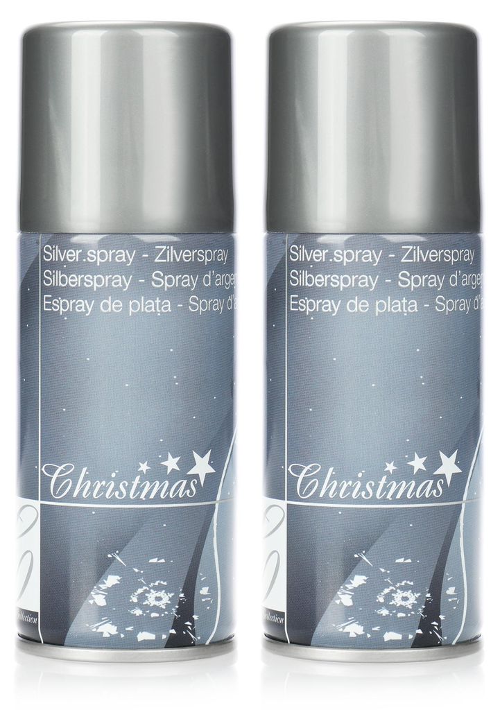 COM-FOUR 2x Deko Sprühfarbe silberfarben - Klarlack-Spray zum Dekorieren und Basteln - Sprühlack silberfarben für Weihnachts-Deko