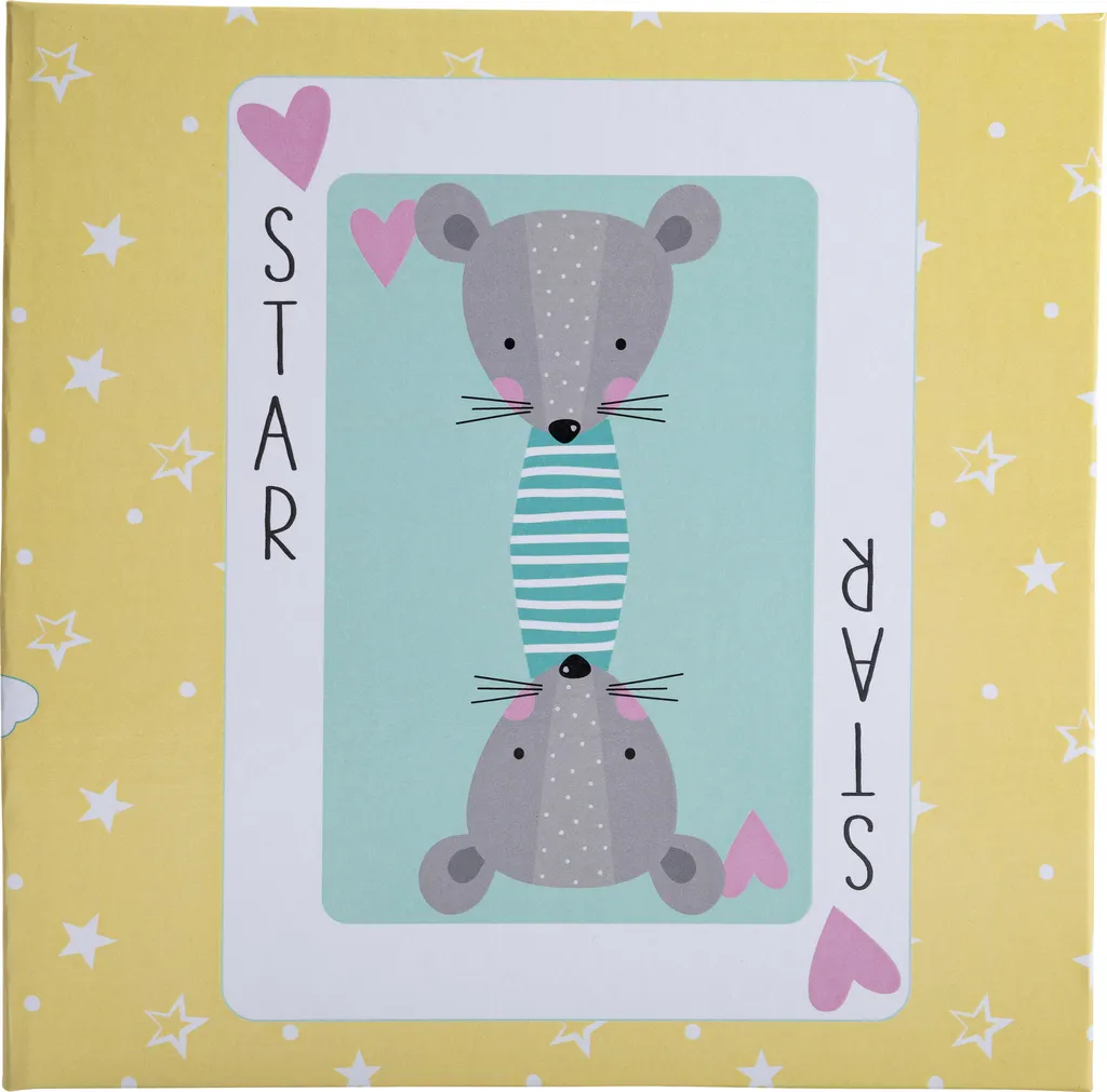 Exacompta Album fotografico 25x25 cm 30 pagine bianco motivo carte da gioco fantasia giallo verde