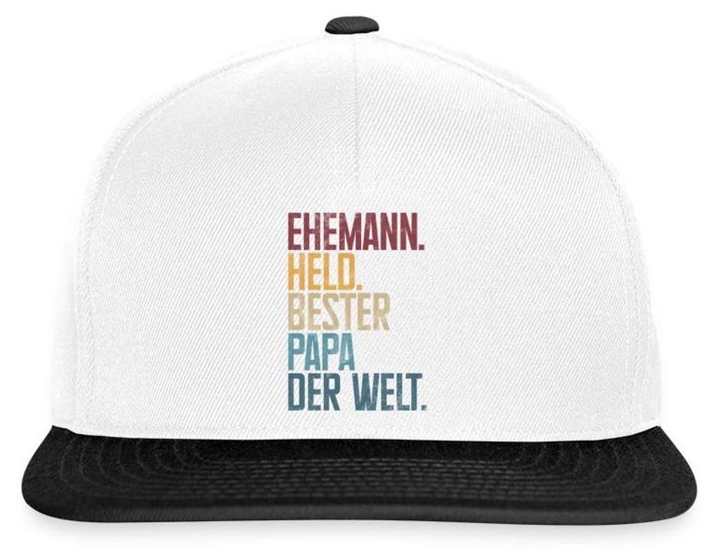 Spreadshirt Ehemann Held Bester Papa Der Welt Snapback Cap, One size, Weiß/Schwarz
