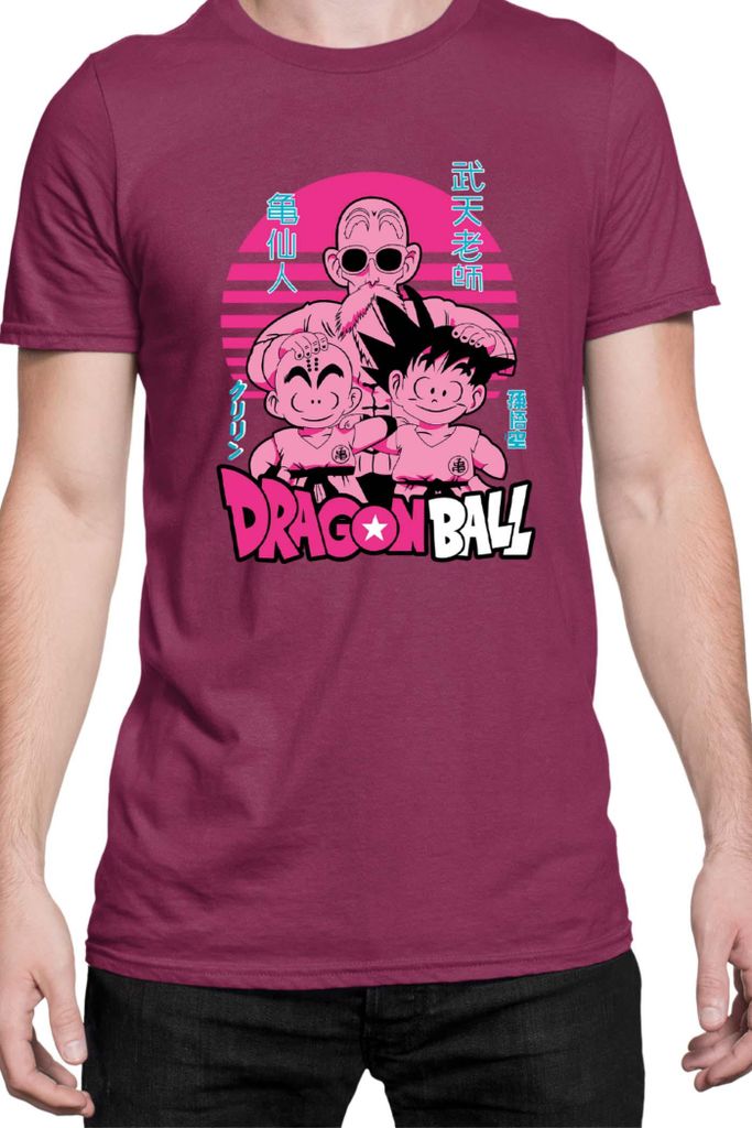 Herren T-Shirt Japan Manga Anime Comics Animation Dragon Anime Manga Ball Trio, Man S / Burgundy