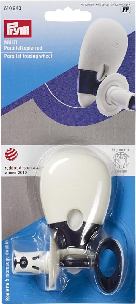 Product packaging showing a parallel tracing wheel.