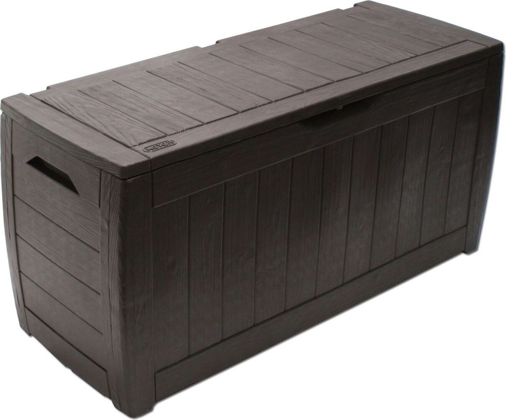 Keter Malle Hollywood Boîte De Rangement 270L Marron - Robuste Et Élégante Effet Bois
