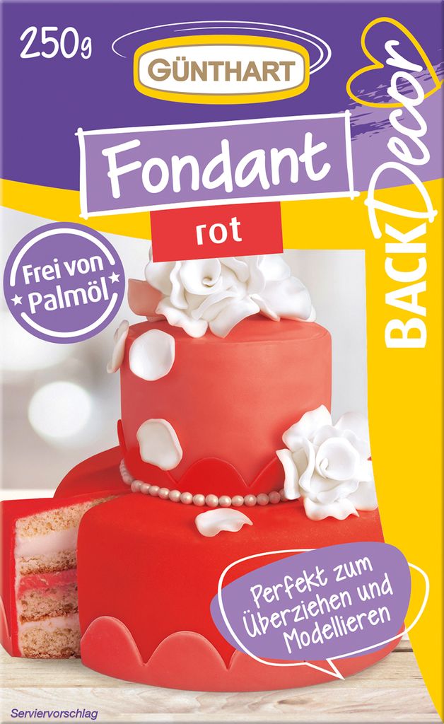 BackDecor Fondant rot, 250 g | Gebrauchsfertig | Palmölfrei | Reißfest