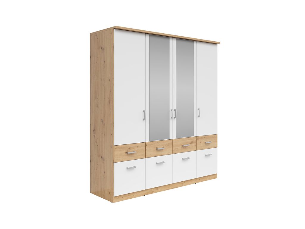 BLACK RED WHITE Kleiderschrank Brando 4 | Kleiderschrank Schrank Garderobe | 58 x 181 x 199 cm, Weiss