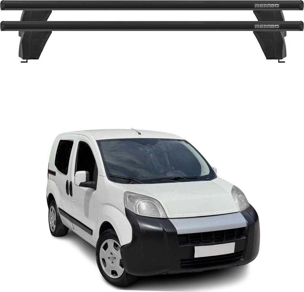 OMAC Menabo Dachträger Grundträger für Fiat Qubo 2007-2016 Alu Querträger Schwarz