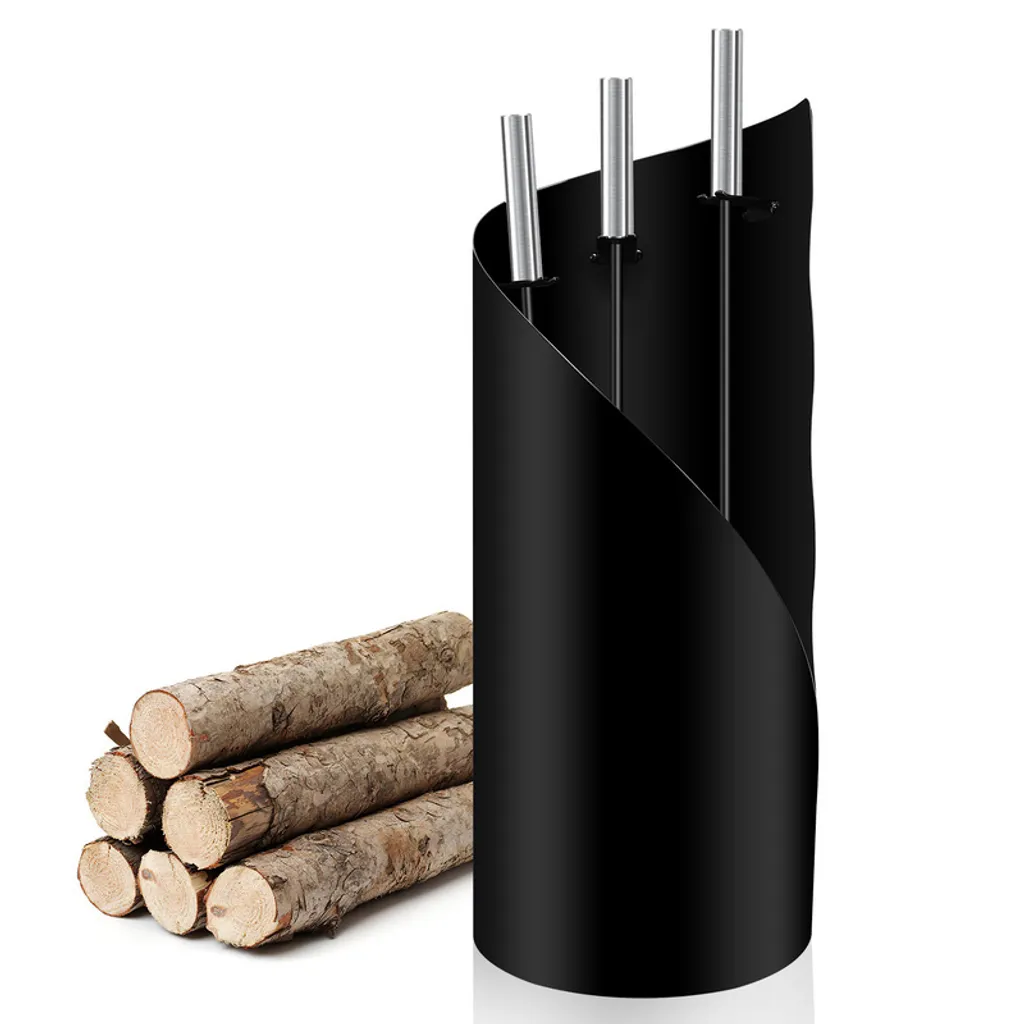 Clanmacy Set de Cheminée 4 Pièces en Acier Inoxydable avec Support 50cm