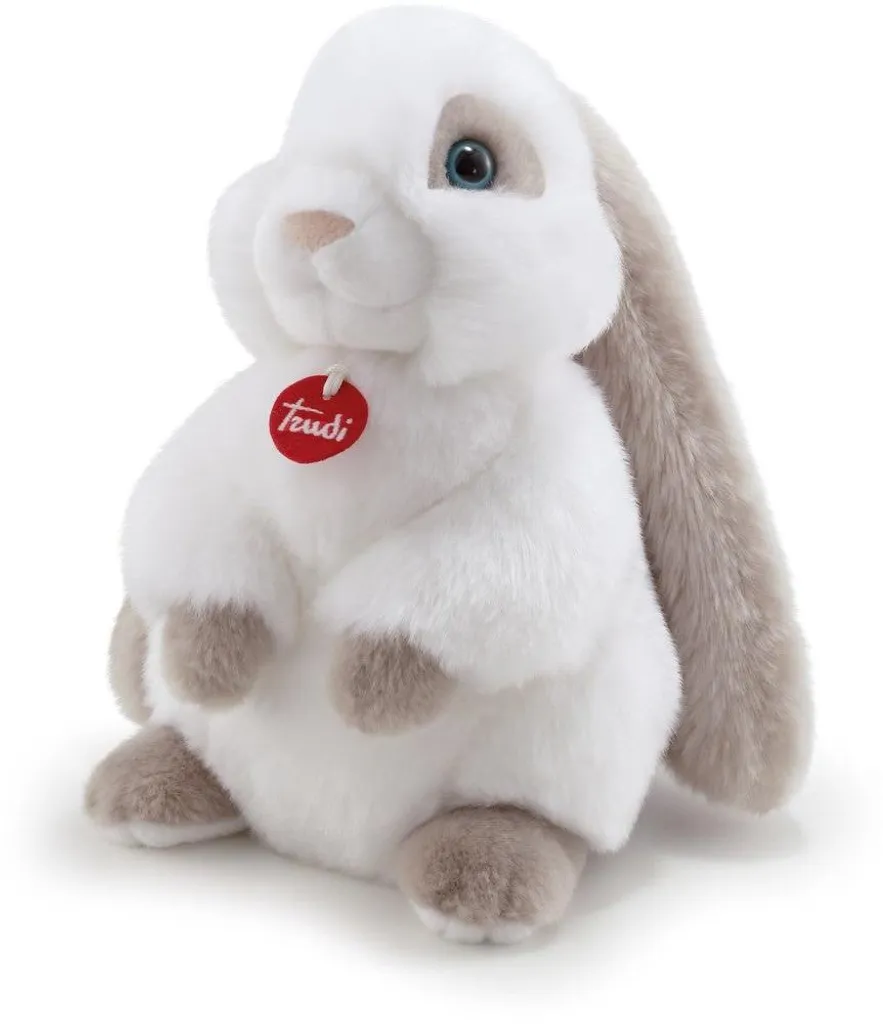 Doudou lapin Clemente 27 cm blanc : peluche de naissance douce et souple
