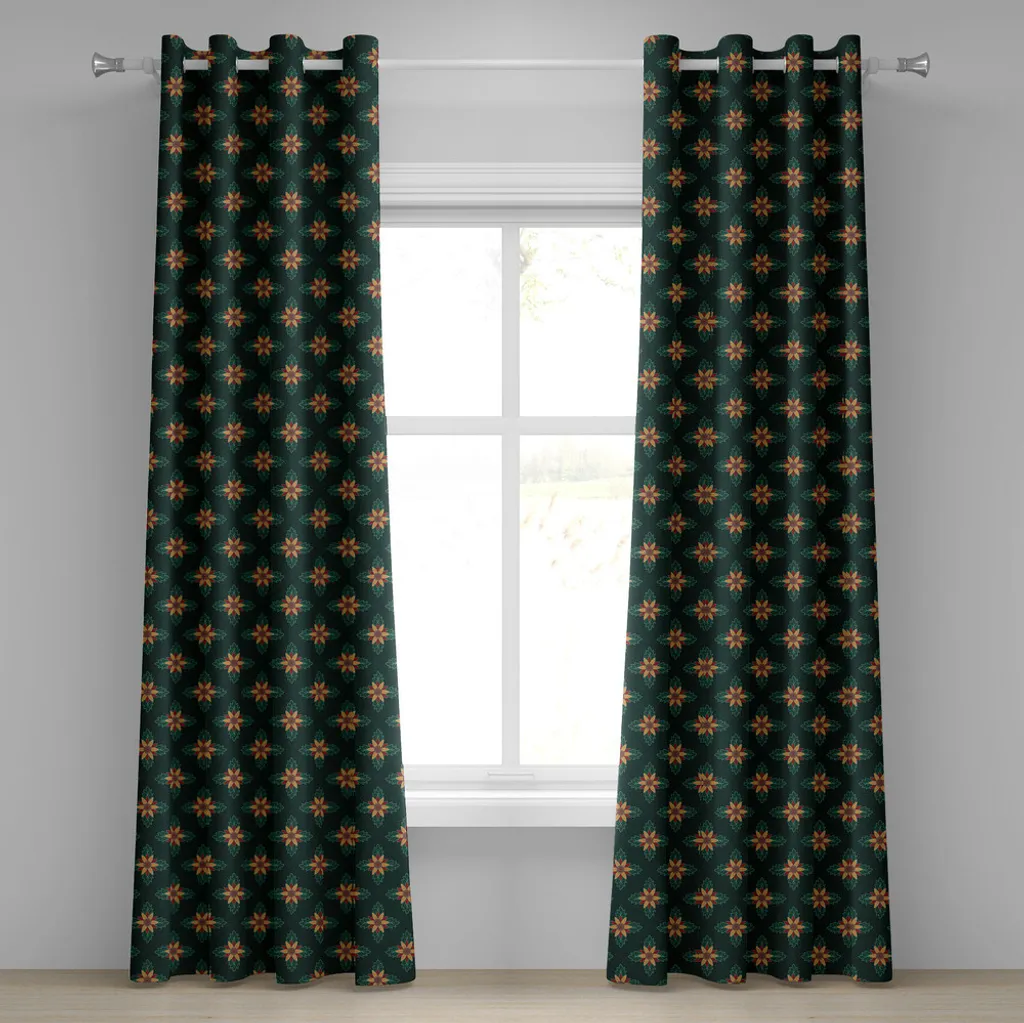 Tenda Lavabile ABAKUHAUS 280x175 Fiori Sfondo Scuro - Casa e Cucina