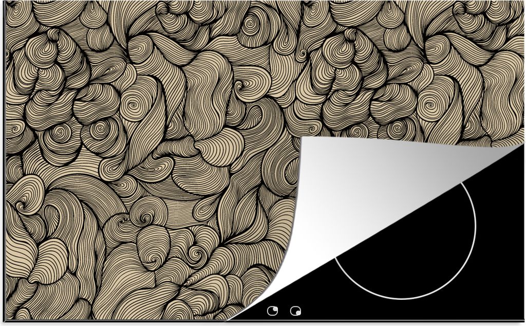 KitchenYeah Herdabdeckplatte Abstrakt - Linie - Muster , 85x52cm, Küche Deko, Glaskeramikkochfeld Herdabdeckung, Abdeckplatte fùr Kochfeld