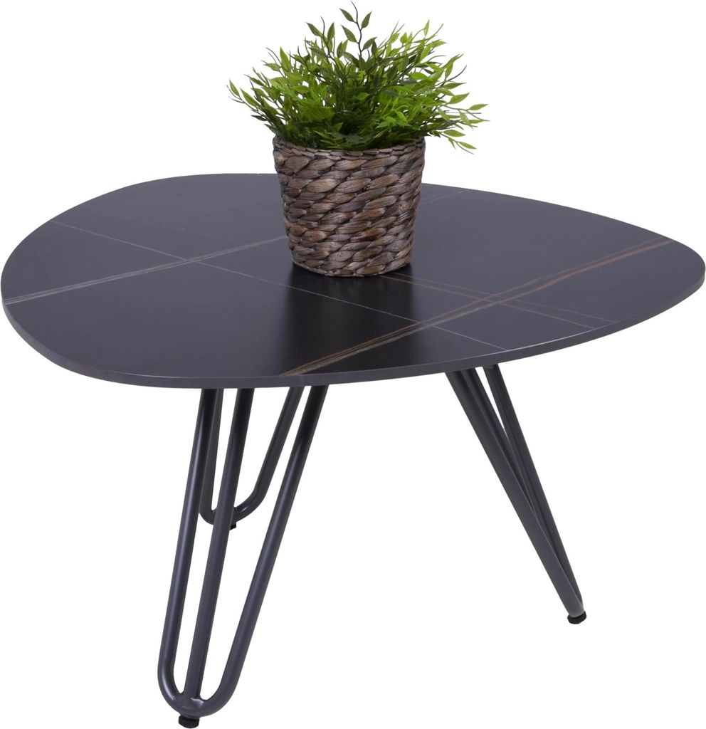 Gartentisch JUDIT - Aluminium, gesinterter Stein, Grau, 68x68x39cm | Terrassentisch Wetterfest Outdoor Tisch
