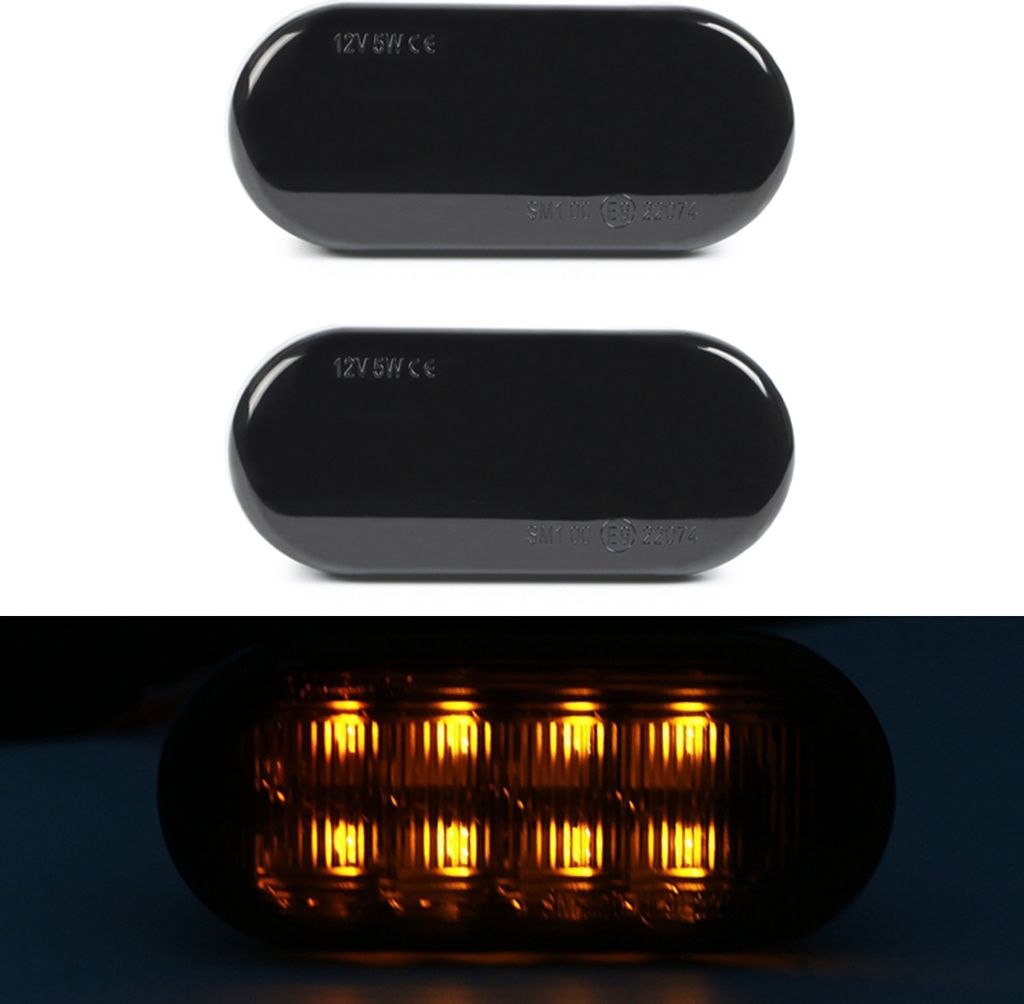 2x LED Seitenblinker Schwarz für VW Passat Golf Polo Lupo Produktbild 