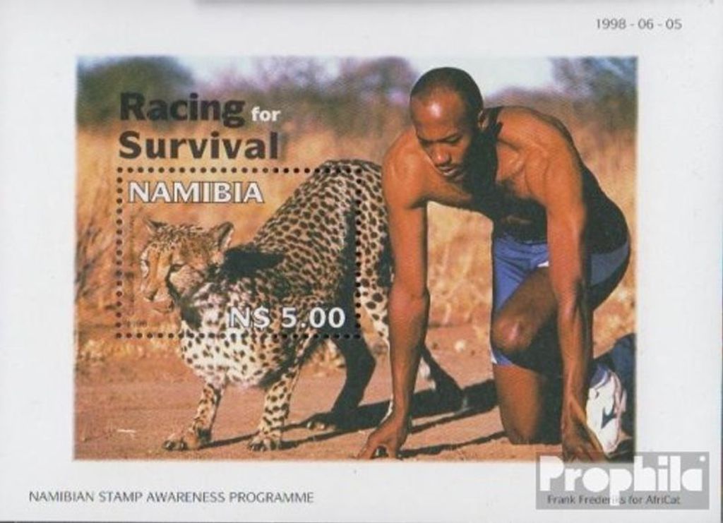 Briefmarken Namibia - Südwestafrika 1998 Mi Block41 (kompl.Ausg.) postfrisch Wettrennen Gepard und Mensch