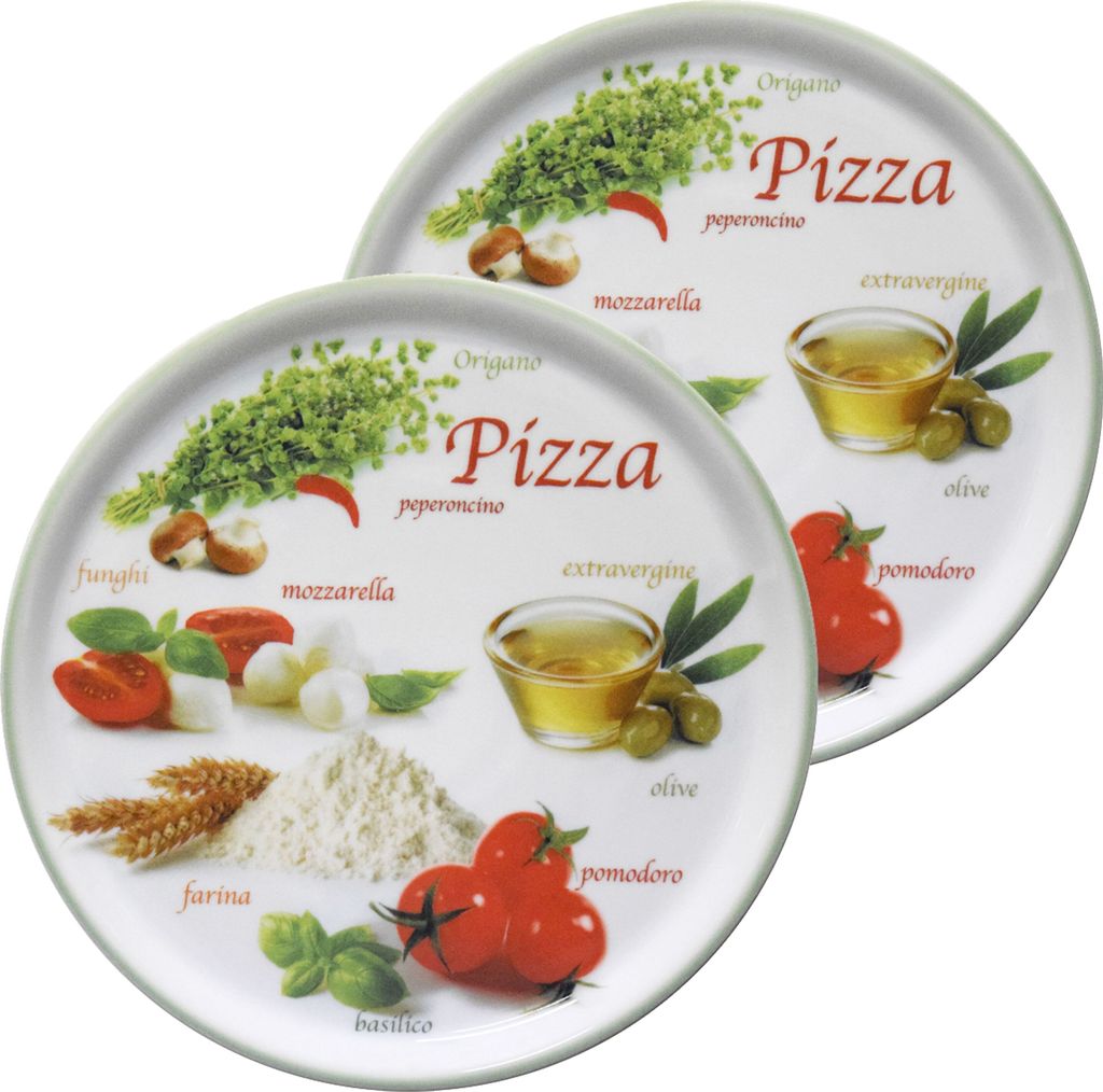 2er Set Pizzateller Napoli Green Ø 33,8 cm Servier-Platte Produktbild 