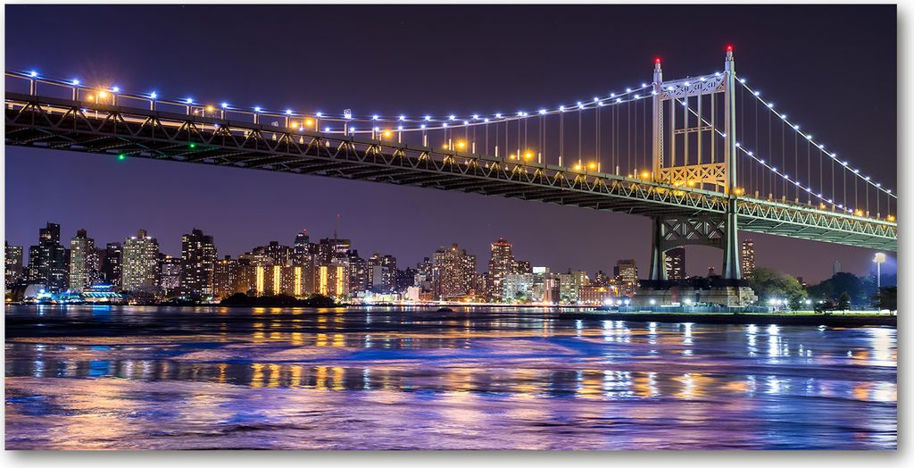 Tulup Leinwandbild - 120x60 cm - Wandkunst - Drucke auf Leinwand - Leinwanddruck - Sehenswürdigkeiten & Architektur - Lila - Brücke in New York