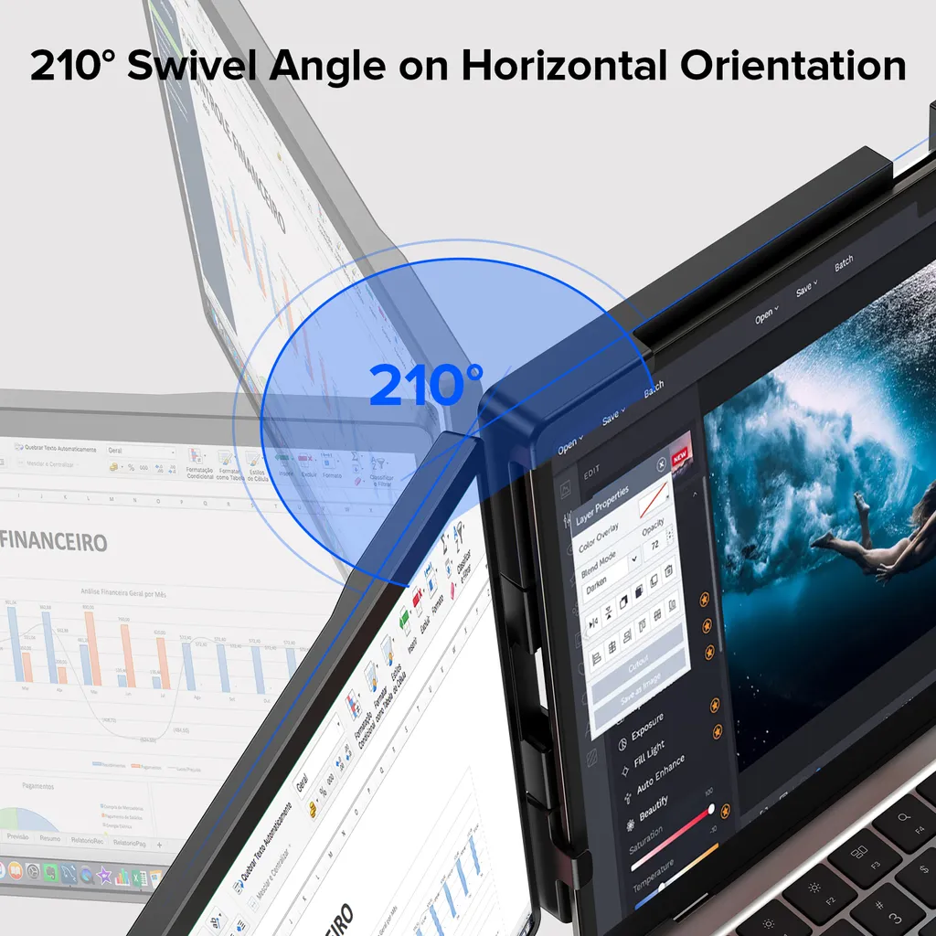 Écran portable pour télétravail 14" - Double écran IPS 2K USB-C Multi - 3