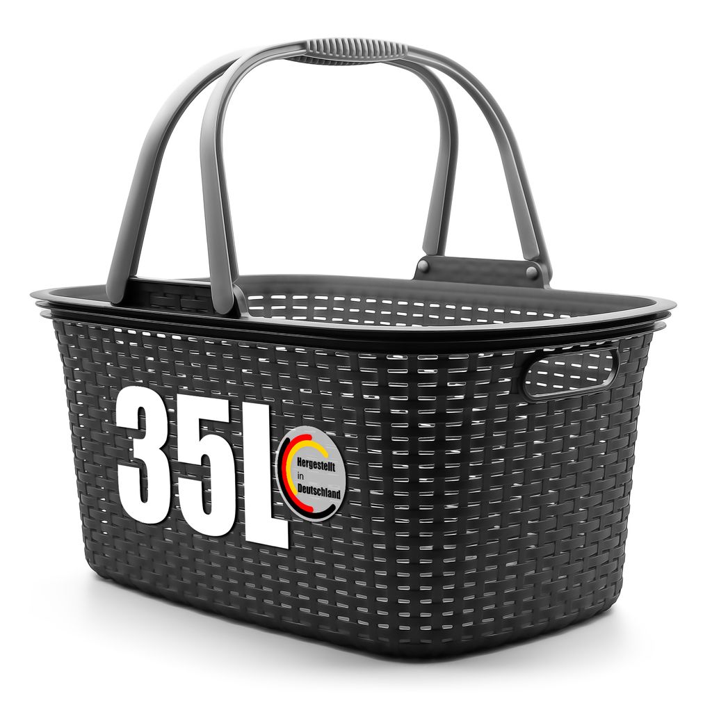 BigDean Wäschekorb mit Henkel 35L Rattan Design – Produktbild 