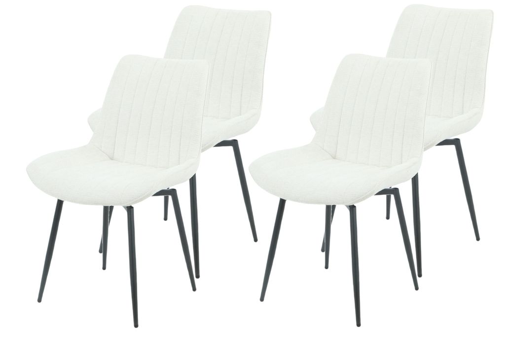 Hela Tische, 4er Set Stuhl drehbar 360°, Esszimmerstuhl Newport, Bezug Webstoff Beige, Rundrohr Dreh-Gestell, Sitzschale mit Steppung, 120kg belas...