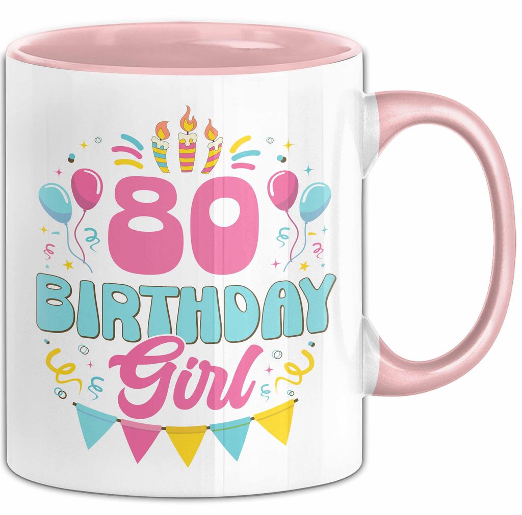 80. Geburtstag Tasse Frauen Mädchen Geschenkidee Lustig 80 Birthday Girl Lustiger Spruch Mutter Mama Oma (Rosa)